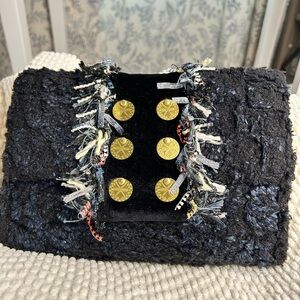 Kooreloo $400 retail Metallic Blue Titlis Clutch.